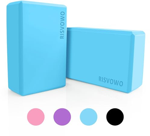 RISVOWO Bloques de Yoga de EVA de Alta Densidad, Yoga Block Resistentes, Bloque Burbuja, Antideslizantes, Azul