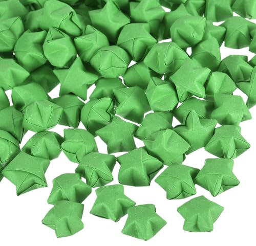QUARKZMAN 272 stycken origami stjärnor, pappersremsor, färdiga origami-papper, lyckostjärnor, önskad stjärna, 3D, färgglad stjärna för jul, bröllop, alla hjärtans dag, gåva, dekoration, grön
