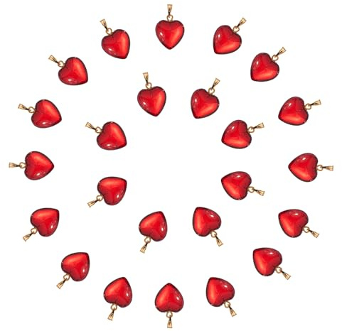 LUBINGSHINE 24pcs Heart Shape Glass Pendants, Red Love Heart Crystal Charms Pendant for Valentine's Day Necklace Bracelet Earrings Jewelry Making (Red 24pcs)