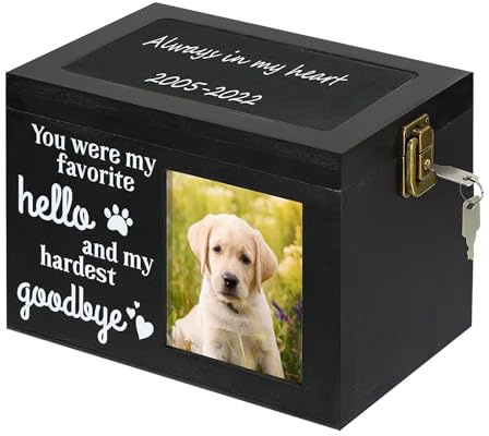 Boîte à cendres pour animaux domestiques - Porte-souvenirs - Cadre pour photo commémorative | Élégante urne de rangement fabriquée à la main, boîte en bois, pièce design pour chien, chat,