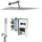 PaulGurkes Regendusche eckig Unterputzarmatur Montagebox 2-Wege Duschsystem XXL Kopfbrause 40cm Einhebelmischer Grundkörper Handbrause Stabbrause Brauseschlauch 160cm 1,6cm Duschschlauch Wandhalter