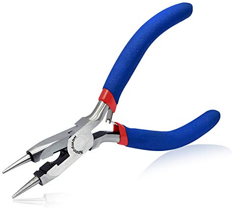 SPEEDWOX Alicates de punta redonda de 12,7 cm con cortador de alambre multiuso para hacer joyas pequeños alicates de alambre mini cortador de cadena reparación de precisión herramienta de mano