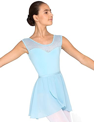 tanzmuster ® Wickelrock Mädchen Ballett - Emily - aus luftigem Chiffon antistatisch Ballettrock mit Gummizug für Kinder in hellblau, Größe:164-170