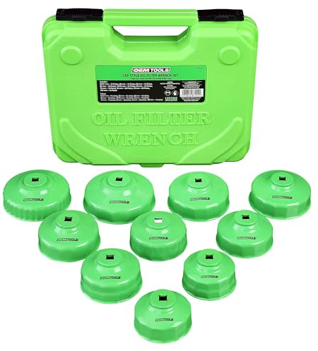 OEMTOOLS 87151 10-Piece Oil Filter Wrench Set, Oil Filter Removal Set Fits 3/8 Ratchet for Efficient Oil Filter Removal, Non-Slip Oil Filter Cup Set Grip, Rust-Resistant