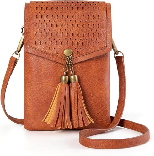 Sac Bandoulière Femme RéGlable Mini Sac Téléphone ave Fermeture Éclair Brun