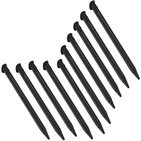 XHBTS 10 Stücke Bunte Kunststoff Ersatz Touchscreen Stylus Pen, kompatibel mit Nintendo New 3DS XL, New 3DS LL (Schwarz)