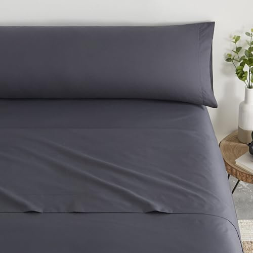 Donegal Collections - Juego de Sabanas 150 x 190 Gris Oscuro - Sabanas Cama 150 - Ropa de Cama Completa Bajera, Encimera y Funda Almohada - Sábanas Tacto Extrasuave Fabricado en España