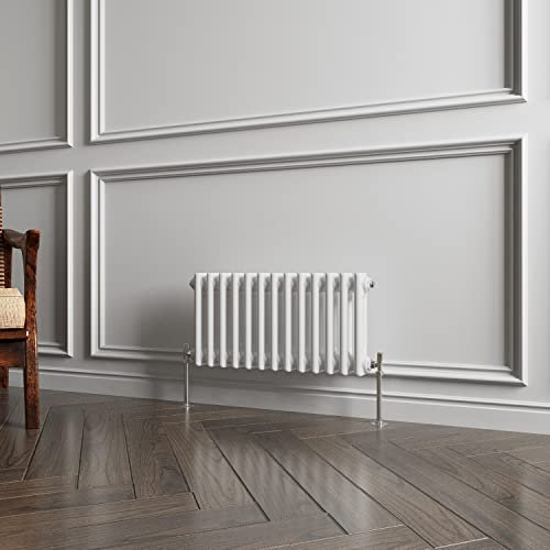 2 Column Radiator White Traditional Style 300x605mm Horizontal Vintage Radiator,Design for Bedroom, Dining Room, Living Room