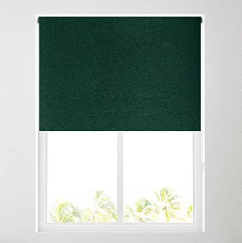Barnes Blinds - Ara Soft Touch Blackout Roller Blinds for Windows, Custom Cut to Size - Black Out Thermal Fabric Durable Fittings Easy Fit - Roller Blind (Emerald 122cm)