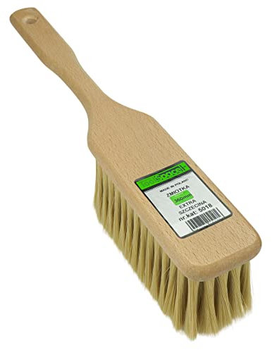 ToolSpace Spazzola in Legno per Sabbia - Scopino 34 cm per Carbone Camino e Brace - con Manico Lungo per Barbecue Polverelegno Cenere Giardinaggio e Pulizia Spazzatura - Scopa Piccola per Auto