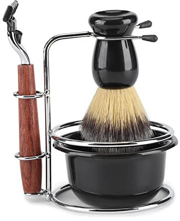 Natudeco Rasoio Manuale da Uomo Kit da Barba Manuale di Sicurezza Kit Rasoio da Uomo Kit da Barba per Uomo Set da Barba Bagnata Supporto per Supporto in Acciaio Inossidabile Set di Pennelli