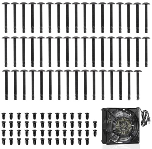 100 Stycken Fläktar för Datorhölje, Fläktskruvar, 2 Typer av Skruvar, Husfläktskruvar, Långa och Korta, för Bärbar Dator, Reparation, Tillbehör, Paket, Svart