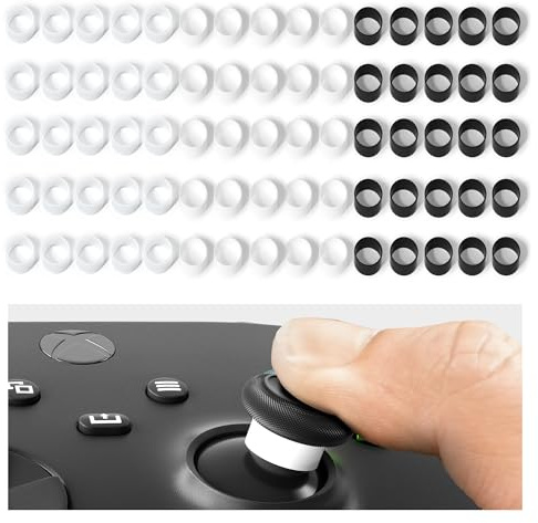 ELETIUO Silicone Joystick Protectors,Invisible Elastic Protective Guard Compatible with Steam Deck/Xbox/PS4/PS5/Switch Pro Game Controller Accessories, 60 Pcs Transparent+Black+White