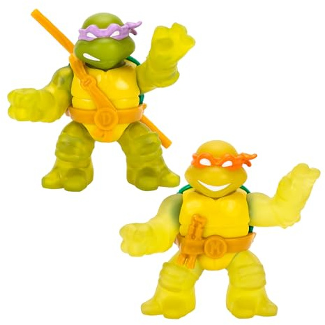 Goo Jit Zu Heroes | Turtle Power Team Up | Figurines Donatello et Michel-Ange | Super Squishy | S'étire jusqu'à 3 fois
