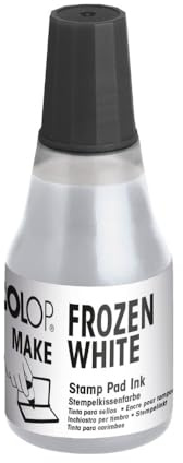 COLOP Nachfüllfarbe für MAKE Stempelkissen | Weiß | 25 ml wasserbasierte Stempelfarbe mit praktischer Verstreichdüse | Frozen White