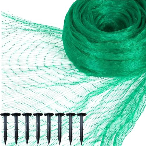 Garden Netting,Anti Bird Netting Kit with Plastic Ground Pegs,Green Garden Netting Mesh for Plants Fruit Veg Patch Grass Seeds,Pond Netting Cover,Garden Mesh Fence (4 * 5m+8*Pegs)