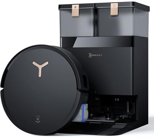 ECOVACS DEEBOT X8 PRO OMNI Robot Vacuum and Mop, 18000Pa, OZMO ROLLER Instant Self-Washing Mopping, 40-75℃ Hot Water Mop Washing, Auto Cleaning Solution Adding, Hot Air-Drying, Self-Emptying, Black