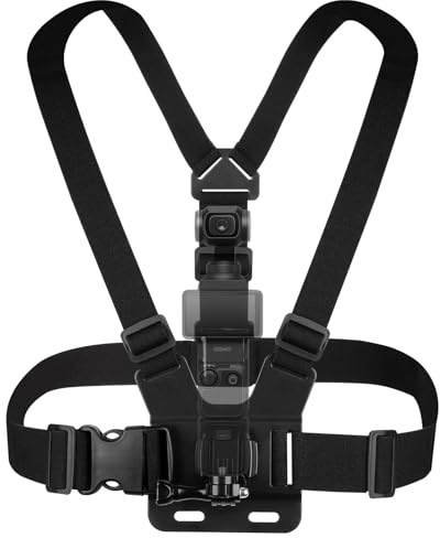 Geekria Bröstrem, Justerbar Sele, Kompatibel med DJI Osmo 360, Pocket 3, Action5 Pro, Insta360 X5, X4, X3, Actionkameratillbehör (Svart)