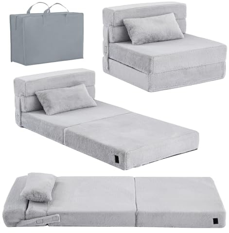 YOTATING Canapé-lit pour enfants, matelas de sol phosphorescent pour bébé, canapé modulaire bleu dinosaure, canapé pliable pour enfants, futon convertible, matelas pliable pour salle de jeux, gris