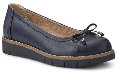 Pavers Wide Fit Bow-Detailed Chunky Pumps - Navy Size 4