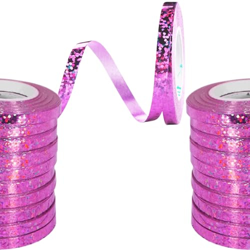 waziwe 240 metri, stelle filanti per compleanno, 24 scintillii, rosso rosa, perfetto per matrimoni, decorazioni di compleanno, Capodanno, nastro regalo, nastro per palloncini (rosso rosa)