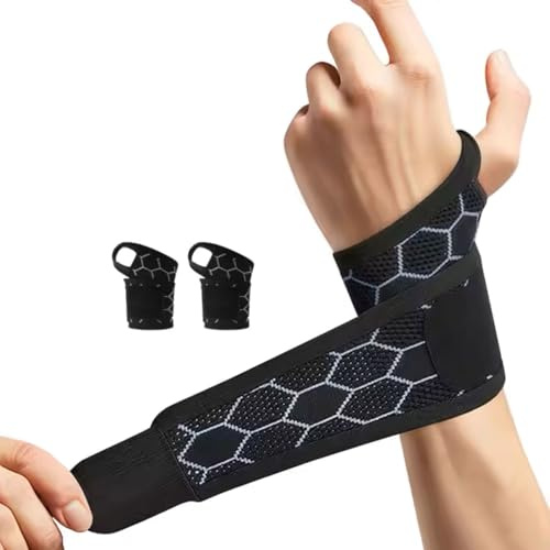 LUVILS Muñequera de Mano y Muñeca Derecha e Izquierda para Hombre y Mujer – Soporte Gym y Entrenamiento con Pesas, Alivio Dolor Túnel Carpiano y Tendinitis, Diseño Nido de Abeja, Talla Única
