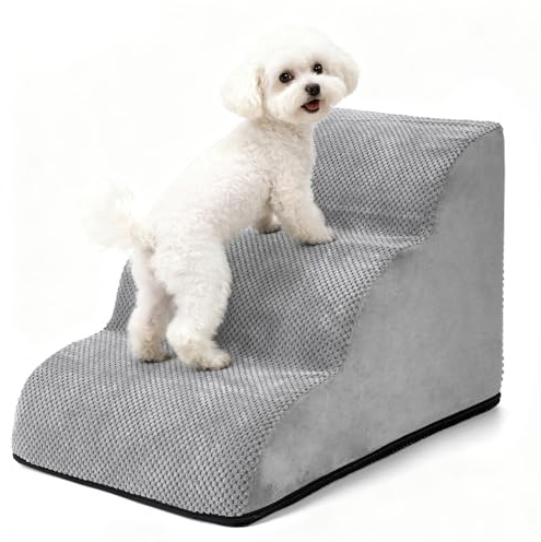 Greatbond Dog Steps for Bed，3 Steps Dog Stairs for Small Dogs and Cats,Non-Slip Waterproof Pet Stairs Ramp for Sofa with Removable Cover and High Density Foam,Pet Step Ladder Indoor,60x40x40cm