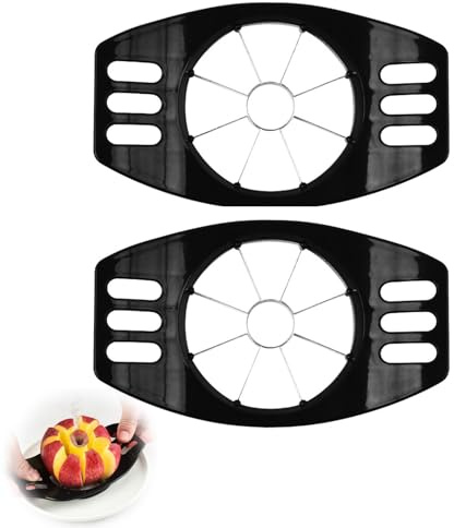 RQcMid 2 StüCk Apfelentkerner, Apfelschneider, Apfelteiler, Edelstahl, Wiederverwendbar, Kreativer Obstschneider, Schwarz und Stahlfarben