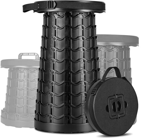 Owelth Sgabello Pieghevole Portatile più Alto, Sedia telescopico Regolabile in Altezza 7,5~51,5 cm, Plastica Sedie da Campeggio per Esterni, Pesca, Barbecue, Viaggi, Giardino