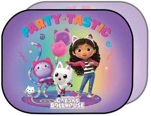 Paire de Rideaux latéraux de Voiture Tataway Gabby Party 44 x 35 cm, Pare-Soleil, Protection Contre Le Soleil et la Chaleur, Design coloré et Amusant pour Enfants