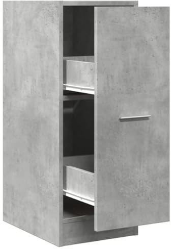 Qnhdfrt Armario farmacéutico gris hormigón 30 x 41 x 77,5 cm, armario auxiliar de madera con 2 cajones y rieles metálicos, armario de cocina, cómoda o armario de oficina para espacio de almacenamiento