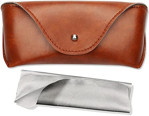 LogHog Portable Leather Glasses Case, Flexible Reading Eyeglass Pouch Slim Case for Women Men Horizontal Sunglasses Case