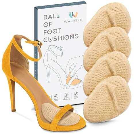 Walkize Metatarsal Pads Women | Heel Inserts for Women | Ball of Foot Cushions (2 Pairs Foot Pads) All Day Pain Relief and Comfort One Size Fits Shoe Inserts (Beige)