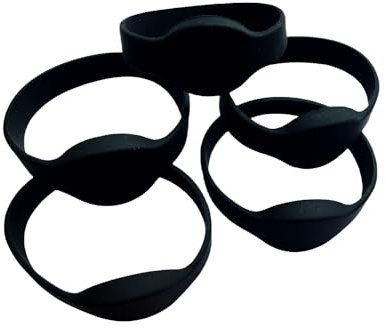 Återskrivbar RFID 125kHz handledsband T5577 Skrivbar silikon Svart vuxenstorlek (förpackning med 5)