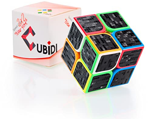 CUBIDI® Original Zauberwürfel 2x2 | Speed-Cube mit optimierten Dreheigenschaften | Magic Cube für Anfänger und Fortgeschrittene | geeignet zum Speed-Cubing | mit aufgeklebten Carbon-Sticker