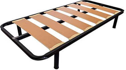 MUEBLIX.COM | Somier Lama Ancha para Cama 90 x 190 cm | Somier con 4 Patas | Láminas Madera de Chopo de 17 cm y Estructura de Tubos de Acero | Útil para Camas Nido o Camas Individuales