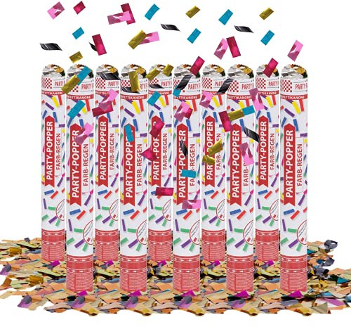 Party Factory 10 Party Popper, 40 cm, buntes Konfetti, Konfettiregen für Hochzeit, Geburtstag oder Silvester