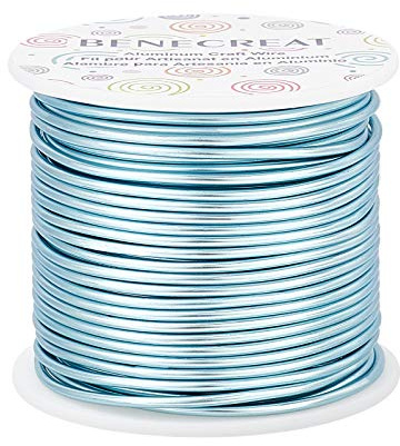 BENECREAT Aluminum 12 Gauge (2mm) Wire, LightBlue, 30m (100FT), Tarnish Resistant, Jewelry Beading Wire, Flexible, Bendable, for Craft Beading Work