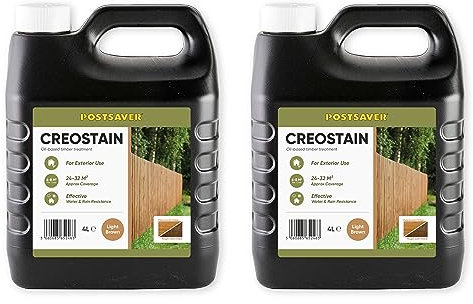 Postsaver Creostain Creocote Oil-Based Wood Treatment | Creosote Substitute | Wood Stain and Preserver | Ideal for Fence Treatment | Low Odour | 8 litres (Light Brown)