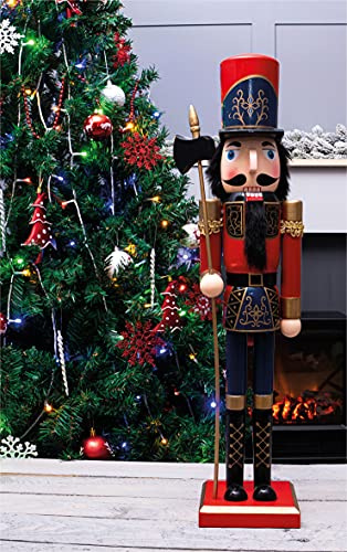 St Helens Home & Garden Nutcracker with Sceptre Christmas Decoration 60cm Height - Wonderfully Festive with Vibrant Colour Detail