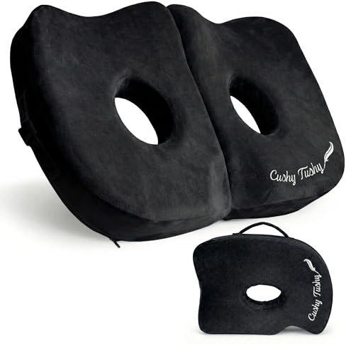 Cushy Tushy Seat Cushion | Premium Foldable Sit Bone Cushion for Pressure Relief, Hip, Hamstrings & Sciatica Comfort | Butt Pillow | Ergonomic Ischial Tuberosity Support for Home, Office & Driving