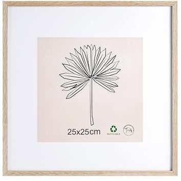 LYYYYX Cadre photo, 25 x 25 cm, en bois, avec passe-partout, plexiglas, à suspendre/positionner verticalement ou horizontalement, pour photos, affiches, puzzles