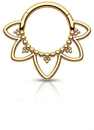 Agrewd Schmuck Minimalistische Lotusblume G23 Solid Titan Septum Piercing 16G 316L Edelstahl Septum Clicker Silber Gold Daith Ohrringe 8/10MM Daith Piercing Schmuck für Frauen Männer