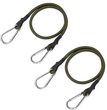 AYMQC Cuerdas Elásticas con Mosquetón Cuerdas Bungee Multiusos Tensoras de Equipaje para Coche Motocicleta Bicicletas Camping Lonas 60cm 2 Piezas