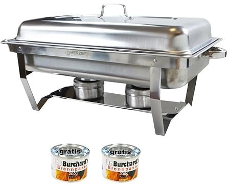 Stainless Steel Chafing Dish Set with 2 x Fuel Paste 200 g, for Keeping Food Warmer, Rechaud, Chafing Dishes, for Catering, Buffet, Private Parties, Professional Use (1)