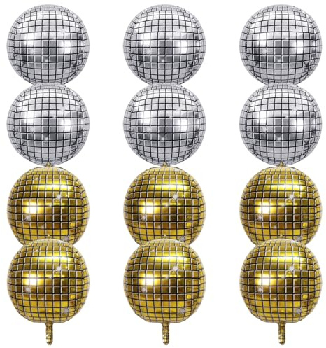 Decorazione Con Palla Da Discoteca Da 12 Pezzi, Palloncini Decorativi Per Feste, Palloncini Decorativi In ​​Lamina Da Discoteca, Palloncini Decorativi Rotondi