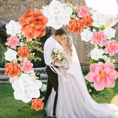 20 Pcs Giant Paper Flowers Decorations for Wall 24'' 12'' 8'' Large Colorful Tissue Paper Flowers Handcrafted Crepe Artificial Flower for Wedding Baby Shower Birthday Party Decor (Assorted Color)