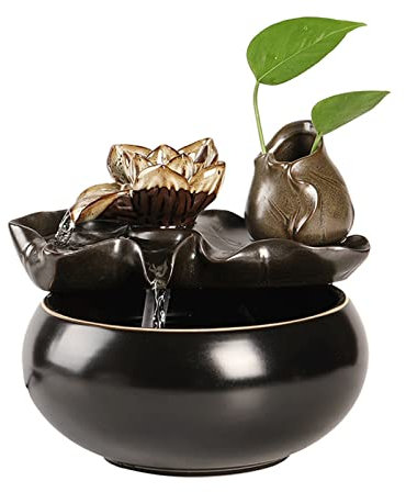 UQACHG Fontane da Tavolo Fontana da Tavolo in Ceramica con Rivestimento Fontana da Tavolo per La Meditazione Domestica Adatta per Casa, Soggiorno E Ufficio Fontana D,A
