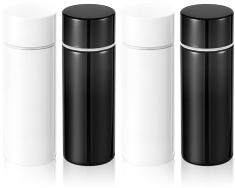 4 Pack 120ml Small Flask, Small Water Bottle for Hot & Cold Drinks, Stainless Steel Insulated Water Bottle, Leakproof Travel Mug Milk Coffee Tea, Mini Flask for School, Travel, Work, Camping