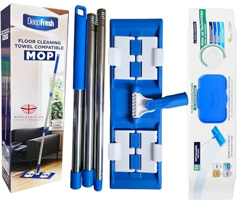Deep Fresh Floor Cleaning MOP, + *Free 50 pcs Floor Cleaning Wet Towel, White Soap Scented 1 x 50pcs